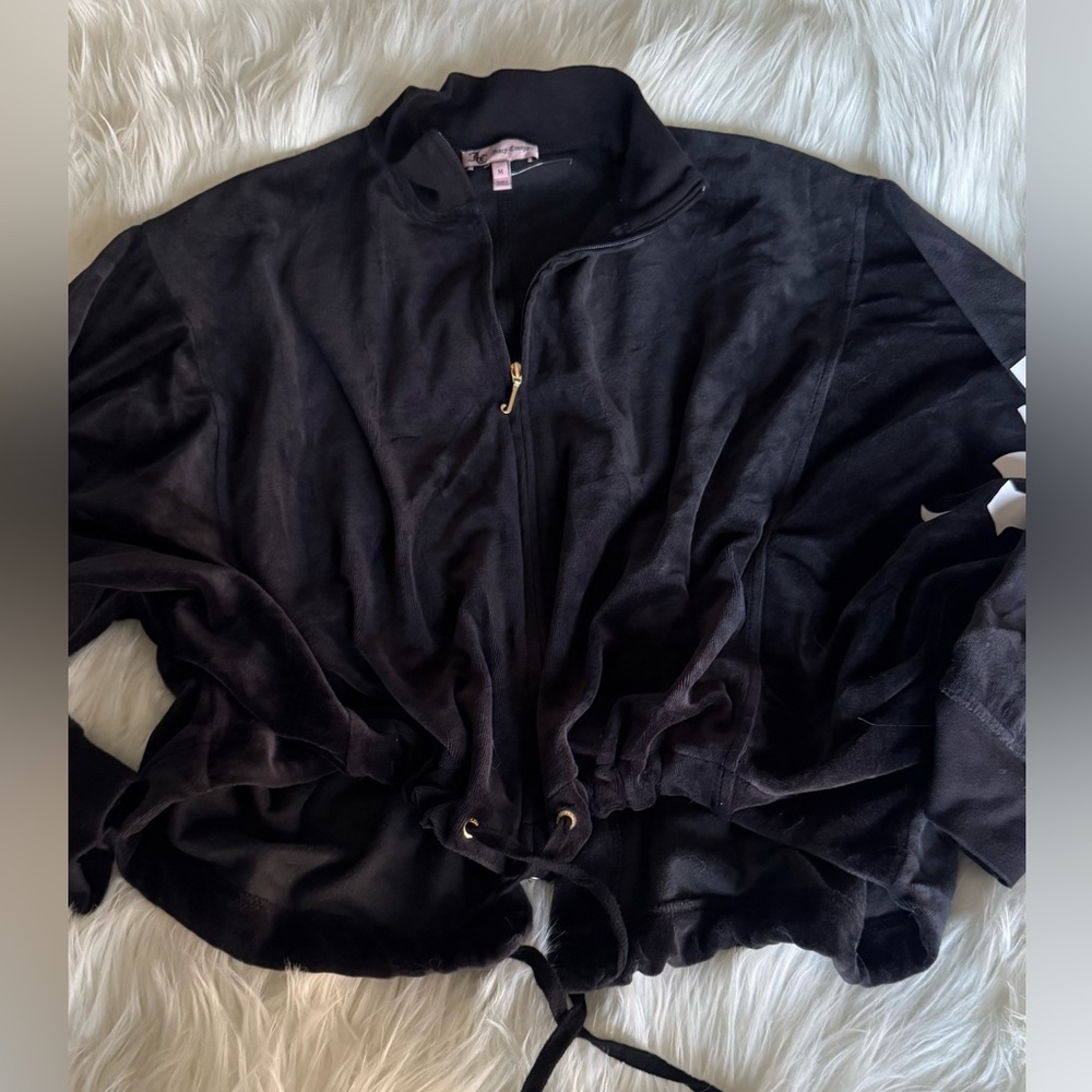 Juicy Couture Black Zip-Up Tie Jacket Sz: M